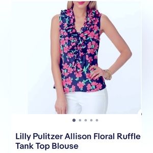Lilly Pulitzer Allison Floral Ruffle Sleeveless Top, EU condition, size XS